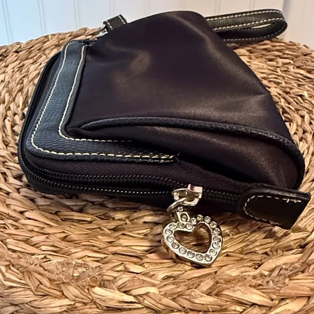 Kathy Van Zeeland Black and Tan Women's Clutch & Mirror - NWOT